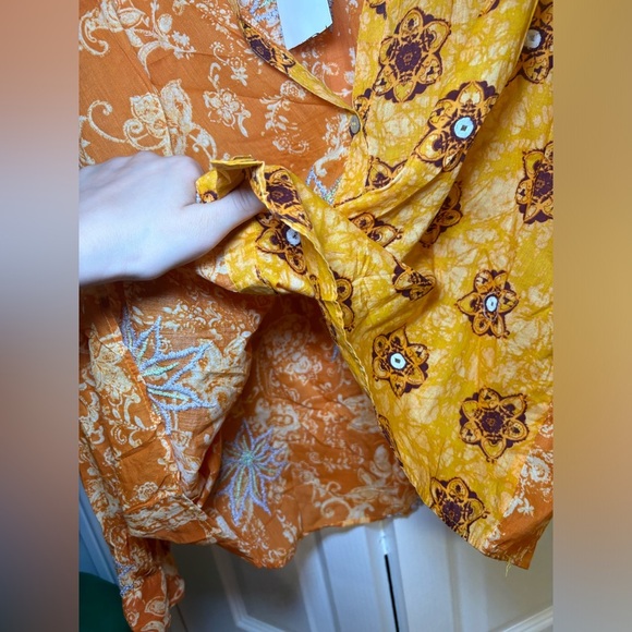 NWT Zara - Baggy & Oversized Summery Orange and Yellow Floral Blouse in Size M - Picture 7 of 7